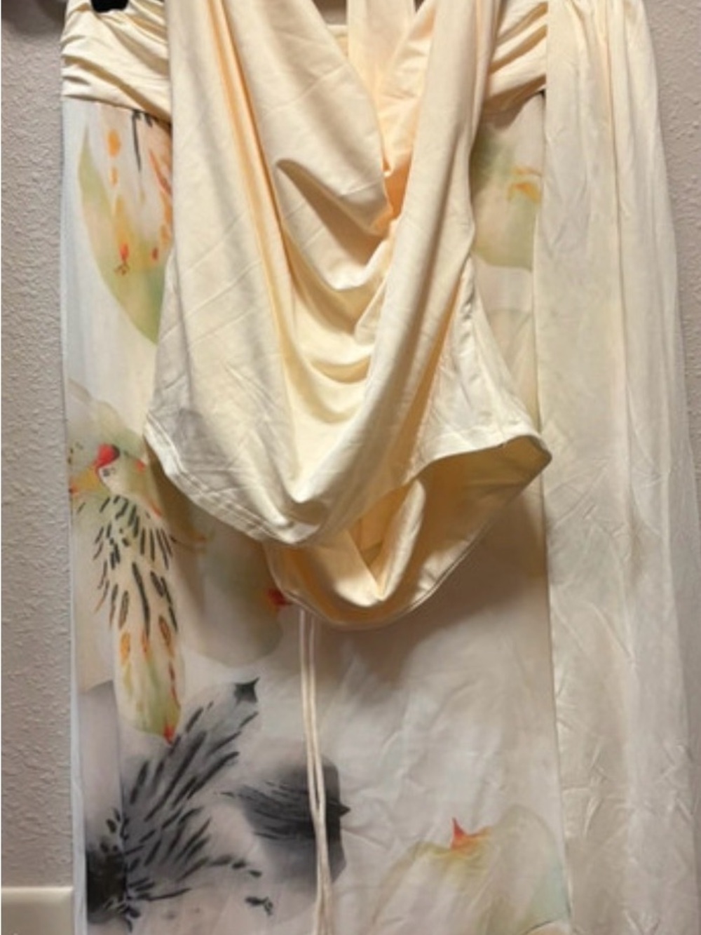 Draped Cream Floral Print set